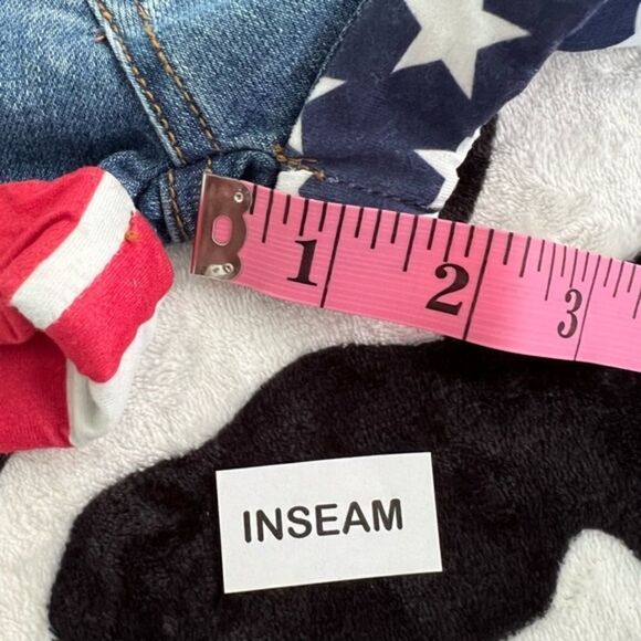 Stars and Stripes Distressed Denim Short Set 3XS (6-12 months) 4th of July Girls - Picture 12 of 16